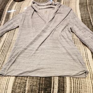 Balance Collection Yoga Shirt Sz M Grey Space Dyed Mock Wrap